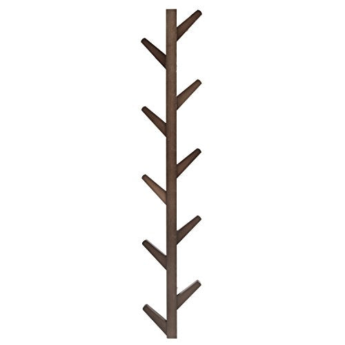 MyGift Tree Branch Design 10 Hook Bamboo Wood Wall-Mounted Coat Hat Rack, Brown