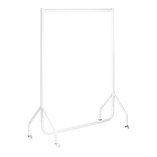 The Shopfitting Shop Heavy Duty White Clothes Rail 4 ft Long x 5 ft High Garment Storage Rack 32mm Steel Tube