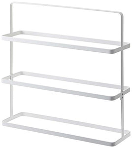 Three Tier Shoes Rack in White Finish - Powder Coated Stainless Steel, 20"L x 18"H x 6"W