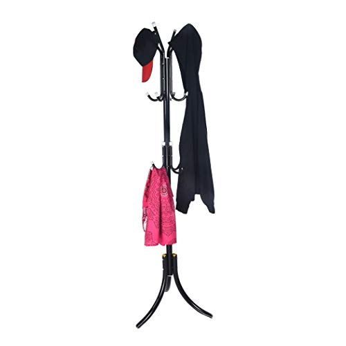 Inkach Coat Rack Hats Hanger Holder Metal Hall Tree Floor Standing Clothes Hats Scarves Garment Storager (Black)