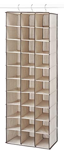 Whitmor Hanging Shoe Shelves - 30 Section - Closet Organizer - Canvas