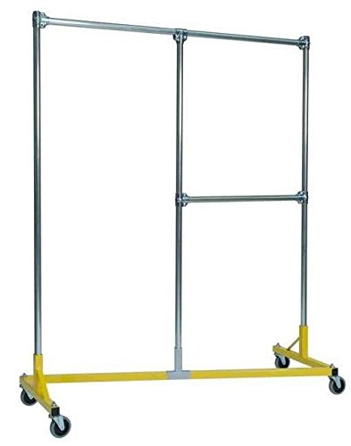 Heavy Duty Split Rail Garment Rack w Half Middle Rail in Yellow