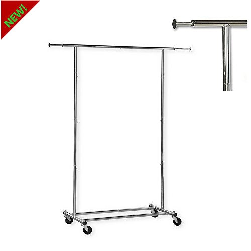 TSR Rolling Clothing Rack Dress Hanging Display Stand Rack With Storage Base For Shoe Boxes And Extra Long Bar Easy To Move Assemble And Reassembly By