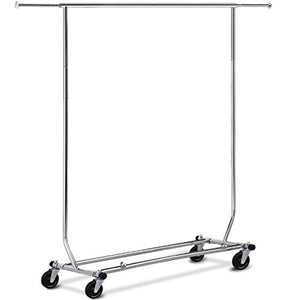 Brother123shop Clothing Rack Collapsible Bar Commercial Wheels Rolling Duty Heavy Tier Stand 250LBS
