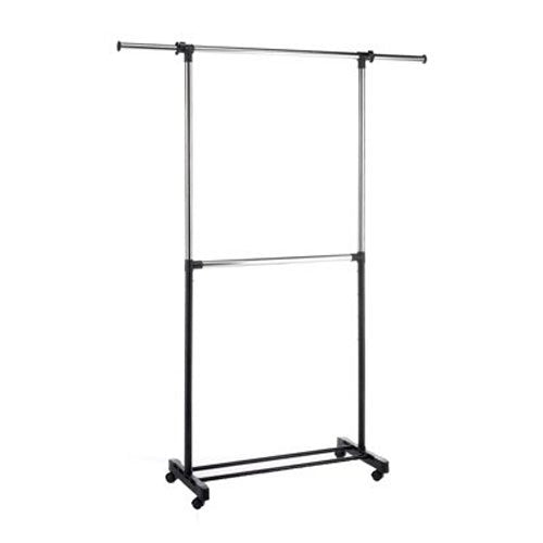 Whitmor Adjustable 2-Rod Garment Rack Black & Chrome