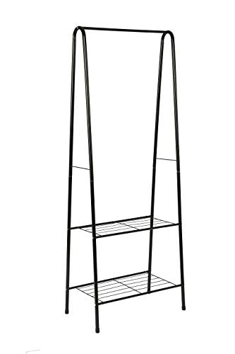 MULSH Clothing Garment Rack Coat Organizer Storage Shelving Unit Entryway Storage Shelf 2-Tier Metal Shelf in Black, 24.0”Wx15.2”Dx63”H