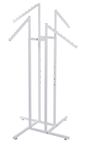 sswbasicsllc White 4-Way Clothing Rack with Slant Arms