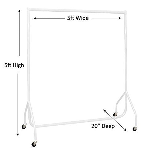 The Shopfitting Shop Heavy Duty White Clothes Rail 5 ft Long x 5 ft High Garment Storage Rack 32mm Steel Tube