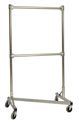 36 in. Heavy Duty Z-Rack Double Rail Garment Rack in Silver