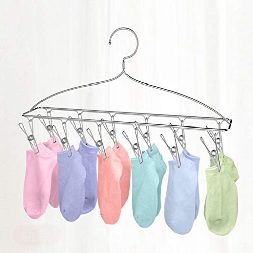 LE Stainless Steel Drying Rack,Multi-Function Clip Hanger Hanger Racks Socks Racks Metal Folding Drying Rack A