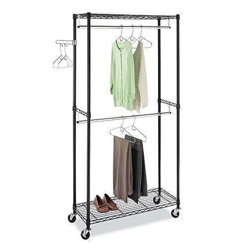 zhihuitong Heavy Duty Garment Rack Rolling Metal Free Standing Clothes Rack Stand Portable Hanging Shelf, 35.4