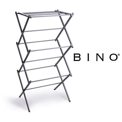 BINO 3-Tier Collapsing Foldable Laundry Drying Rack, Silver