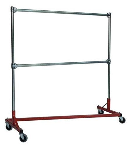 Heavy Duty 5 ft. Z-Rack Garment Rack w Double Rail in Red