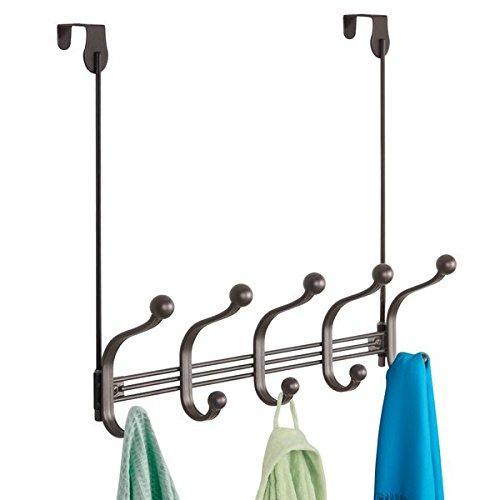Purchase mdesign vintage decorative metal double over the door multi 10 hooks storage organizer rack for hats and coats hoodies scarves purses leashes bath towels robes bronze