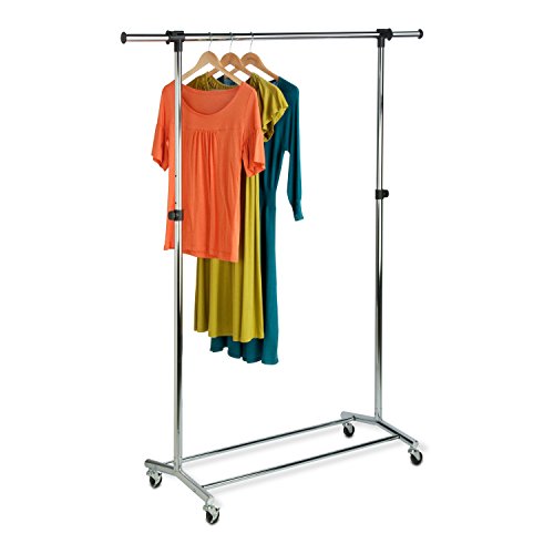 Honey-Can-Do GAR-01123 Garment Rack with Adjustable Bar and Steel Casters, Chrome