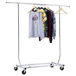 Good concept Heavy Duty Commercial Grade Clothing Garment Rolling Collapsible Rack Chrome