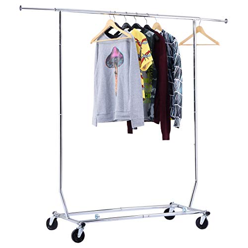 Good concept Heavy Duty Commercial Grade Clothing Garment Rolling Collapsible Rack Chrome