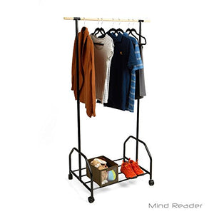 Mind Reader Clothing Garment Rack With One Bottom Shelf For Shoe Organization, Black
