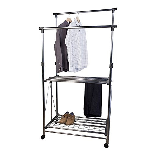 Danya B. Folding Telescopic Double Garment Rack