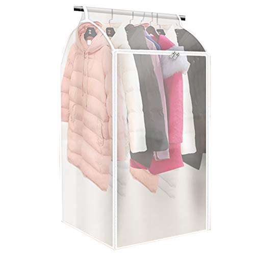 QEES Clothing Storage Bags,Garment Bags for Storage, Large Hanging Clothes Bag, Thicken PEVA Waterproof Hanging Wardrobe Garment Storage Bag, Garment Rack Cover YFZ48(37×31.5×21inch)