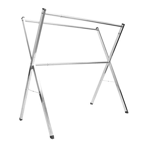 lililili Thicken Stainless steel Clothing garment rack,Floor standing Fold Double Hanger,X type Rack-A