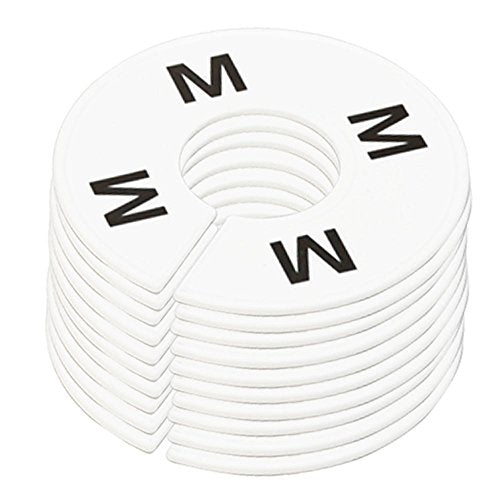 DBM IMPORTS 10 PC Clothing Rack Sizes M Medium Marks Dividers Ring Hangers White Plastic Round Retail Store