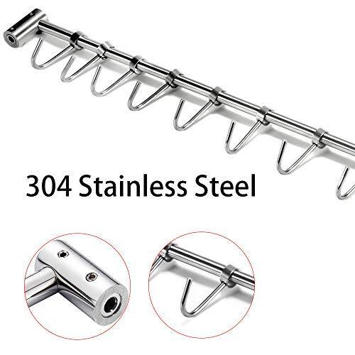 Heavy duty nidouillet kitchen rail wall mounted utensil racks with 10 stainless steel sliding hooks for kitchen tool pot lid pan towel ab005