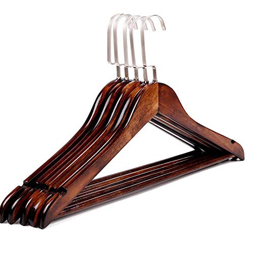 Clothes Hangers, Wooden Hangers Velvet Hangers Ultra Thin Space Saving Non-Slip Hangers Suit Hangers Ideal for Everyday Standard Use, Clothing Hangers Pack of 5