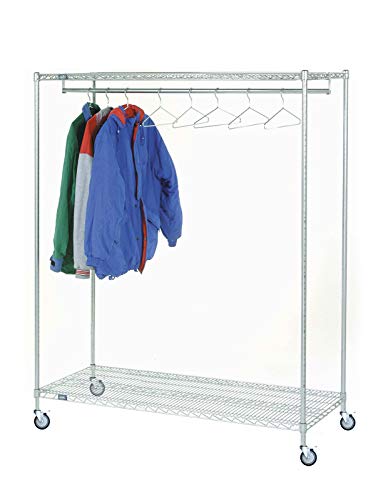 Omega 12" Deep x 24" Wide x 69" High 2 Tier Chrome Mobile Garment Rack