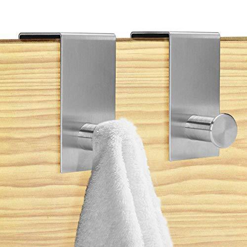 Great over the door hooks hanger towel rack 18 8 stainless steel multiple use z shaped hanging over door hooks use for kitchen bathroom bedroom office cabinet door storage organizer 2 pack