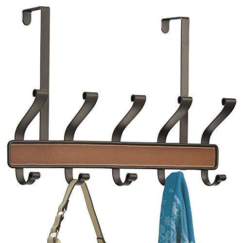 Amazon interdesign laredo over door storage rack organizer hooks for coats hats robes clothes or towels 5 dual hooks brown bronze