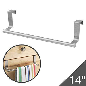Best seller  over cabinet towel bar with hooks 14 brushed stainless steel towel rack for bathroom and kitchen with 22 lbs maximum load