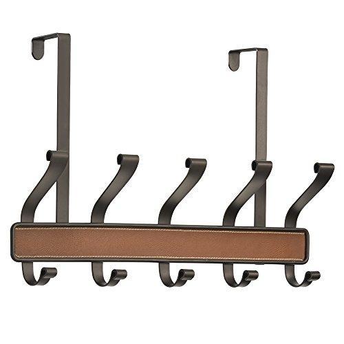 Storage organizer interdesign laredo over door storage rack organizer hooks for coats hats robes clothes or towels 5 dual hooks brown bronze