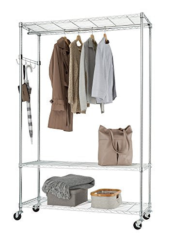 Trinity 3-Tier NSF 48"x18"x75.5" Rolling Garment Rack,