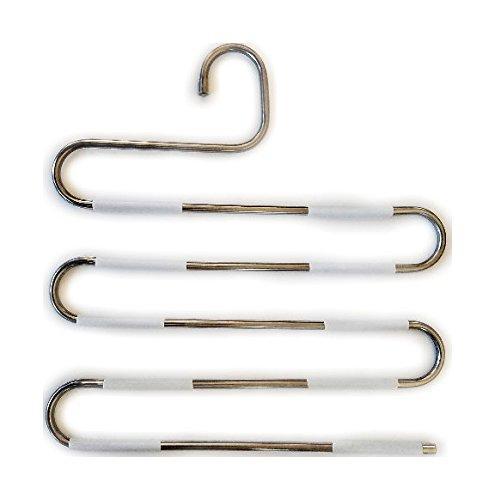 Storage pants hanger premium heavy duty stainless steel s shape multi tiered multi purpose non slip space saving hanger for pants trousers jeans scarves hanging accessories towels pack of 3