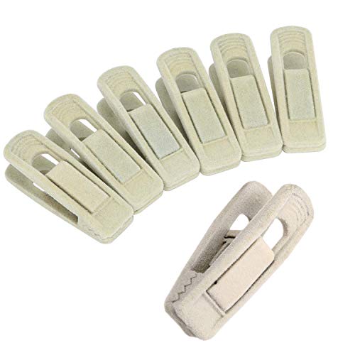 Tinfol Velvet Clips Pack of 60, Beige Velvet Hanger Clip - Clothes Hanger Clip, Strong Finger Flocked Clips Perfect for Use with Slim-line Clothes Velvet Hangers