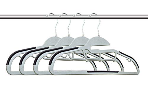 Amiff Clothes Hangers. Dark Purple Plastic Hangers Pack of 10 closet organizers. Non-Slip, U-slide. Rubber Grips. Accessory Slot. Pant Bar. Hooks Camisole Slips. Storage Organization.