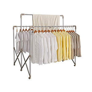 YQQ-Drying rack Folding Hanger 3-bar Garment Rack Stainless Steel 94~180120122~162CM