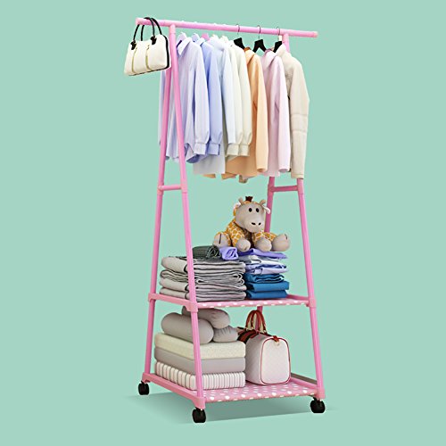 lililili Coat Racks,Floor Standing Multifuctional Hanger,Clothing Garment rack Coat Organizer Storage Shelving Unit Entryway Storage Shelf With 2-tier Metal shelf-D