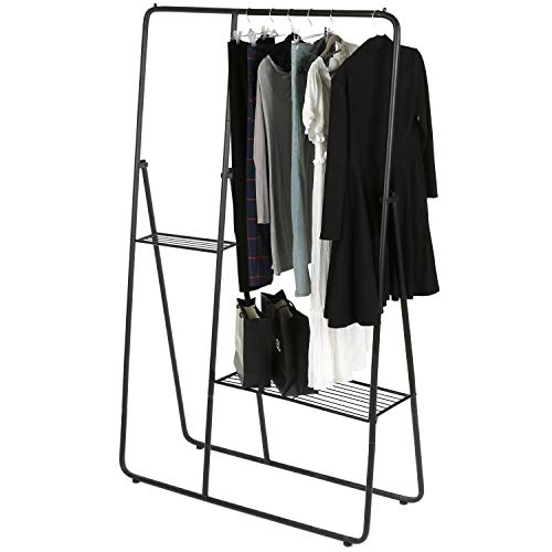 MyGift Modern Heavy Duty Clothing Organizer Garment Hanger Bar & Shelf Rack