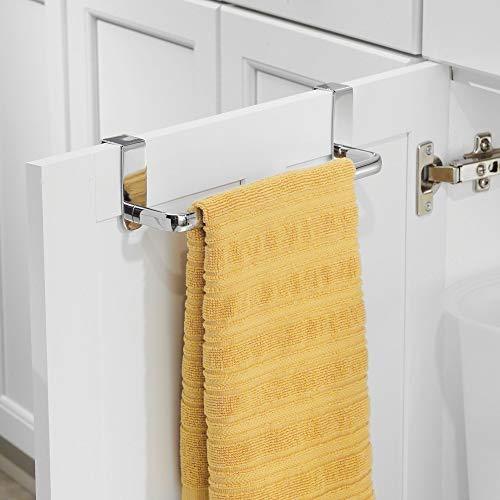 Order now mdesign kitchen over cabinet metal towel bar hang on inside or outside of doors for hand dish and tea towels 9 75 wide 2 pack chrome