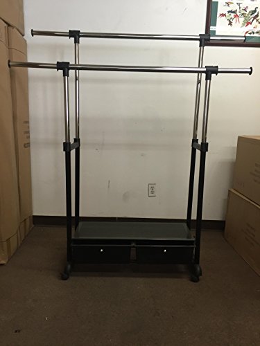 Chrome Deluxe Adjustable Garment Rack With 2 Drawers Bottom