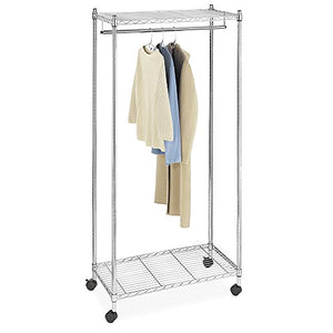 Acazon Drying Rack,Double Layer Electroplated Iron Garment Rack with 2" Nylon Wheels,Hang and Dry Clothes (US Stock) (Silver)