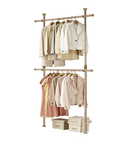 PRINCE HANGER, Premium Wood 2tier Hanger, Wood Color, Steel, Clothing Rack, Sturdy, PHUS-1021