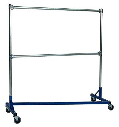 Heavy Duty Z-Rack Double Rail Garment Rack-5 ft. Uprights, Blue