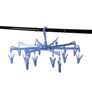 WSSROGY Round Folding Laundry Drying Clothes Hanger with 16 Clips Octopus Clothespins, Clip and Drip Hanger