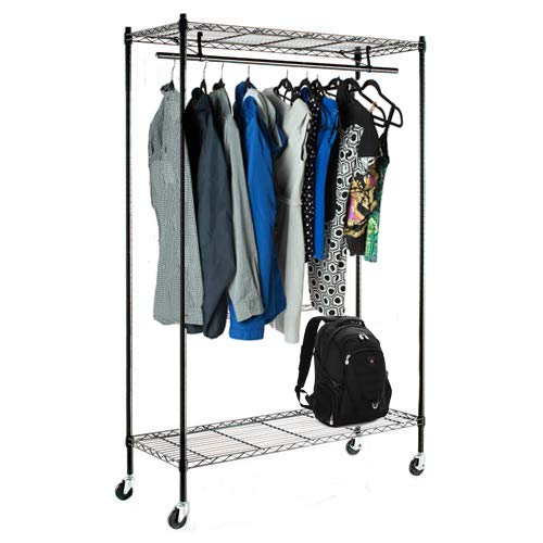 Omega 24" Deep x 72" Wide x 80" High 2 Tier Black Mobile Garment Rack