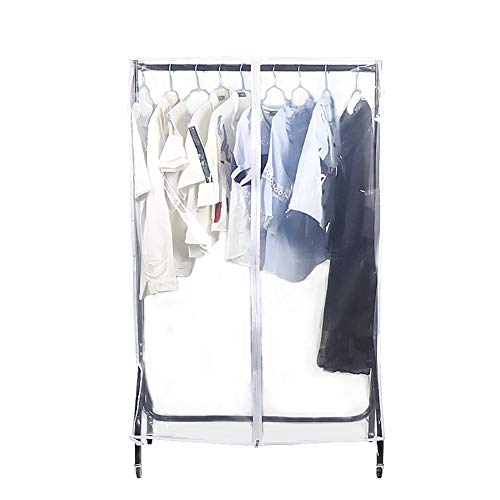 Large Transparent Clothing Rack Covers, Waterproof & Dustproof Z Rack Protectors, Clear Garment Shoulder Rack Covers with Durable Full Zipper and Roomy Pockets for Home Bedroom Dorm