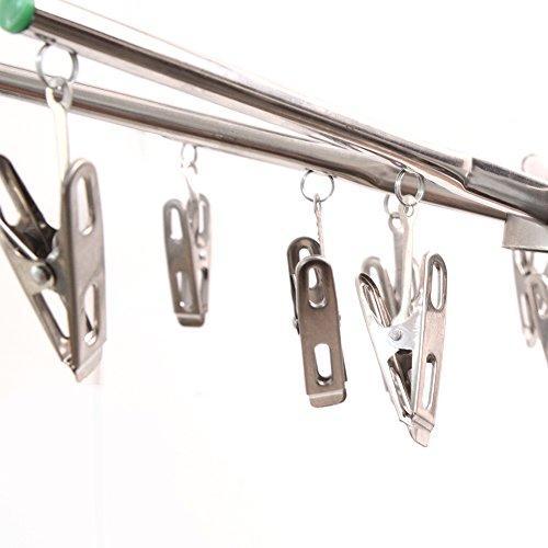 Best aligle stainless steel foldable portable 16 clip drying hanger travel clothes hanger drying rack hook multi function drip hanger for sock towel bra hat rack scarf