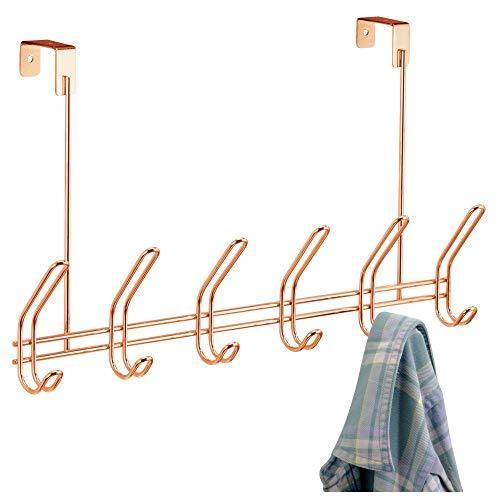 Get interdesign classico over door storage rack organizer hooks for coats hats robes clothes or towels 6 dual hooks copper